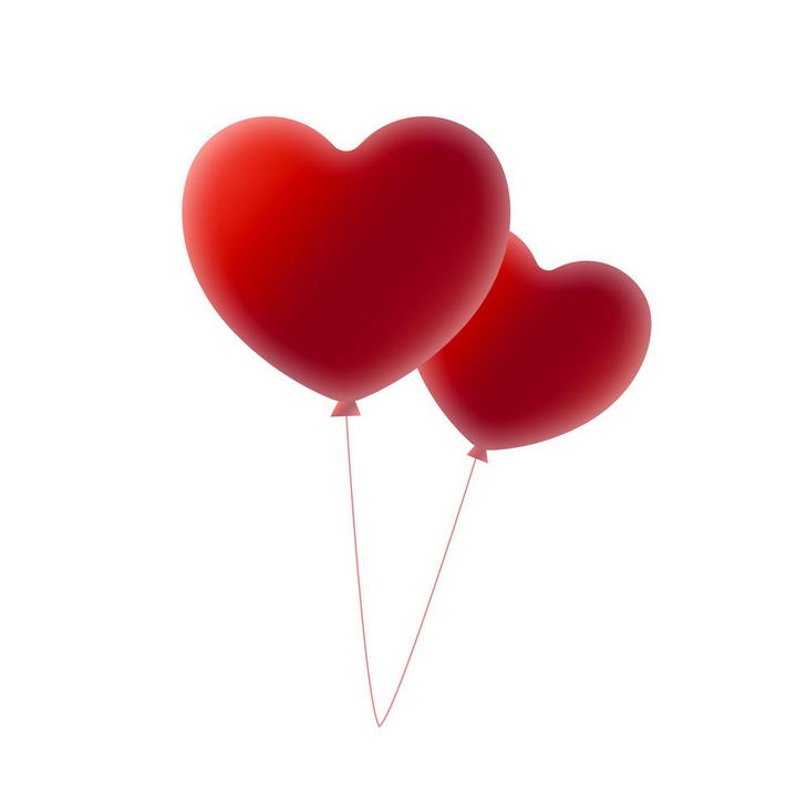 两个深红色爱心心形气球图片免抠素材