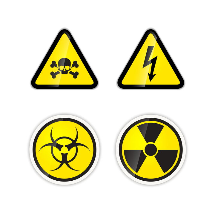 当心小心有毒物质触电核辐射医疗废弃物提示牌警告标志警示标牌图片免