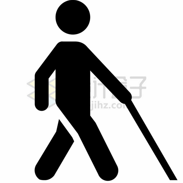 拄拐杖的老年人标志符号png图片素材 标志logo-第1张