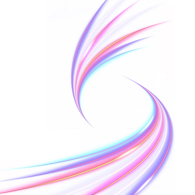 绚丽的七彩虹色发光曲线线条装饰933762png图片素材