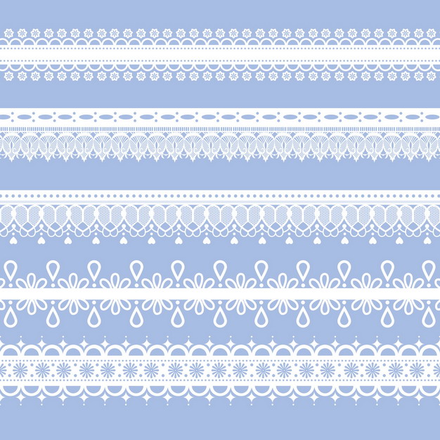 五款复杂花纹的白色蕾丝边图案989211png图片素材