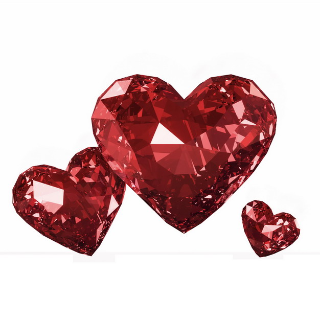 三颗心形红心红色钻石红水晶红宝石741192png图片素材