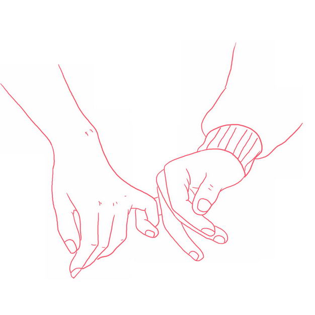 小拇指情侣手牵手红色线条插画721570免抠图片素材