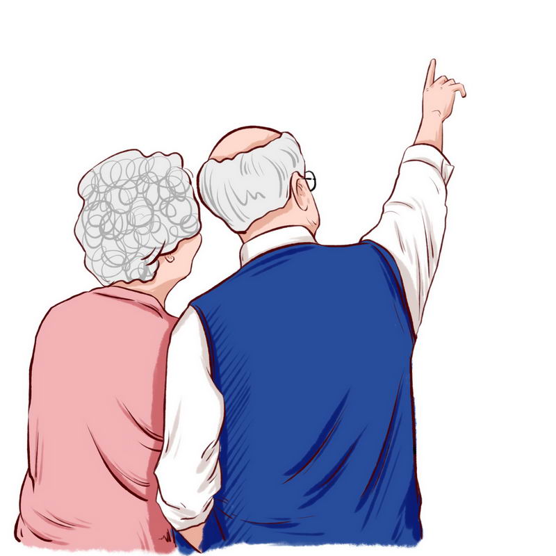 两位退休老人老夫妻背影2554838图片免抠素材 人物素材-第1张