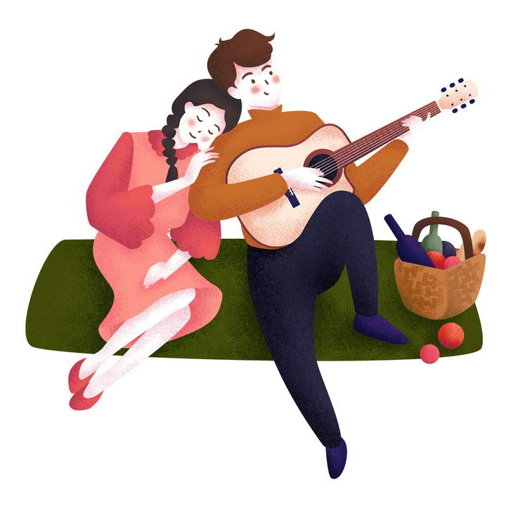 弹吉他的情侣头像图片