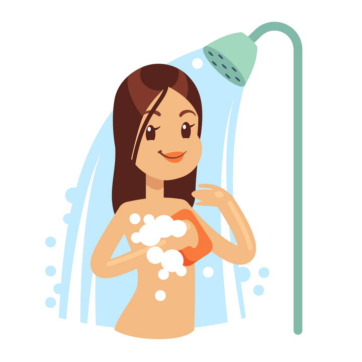 卡通洗澡的女人个人卫生图片免抠素材