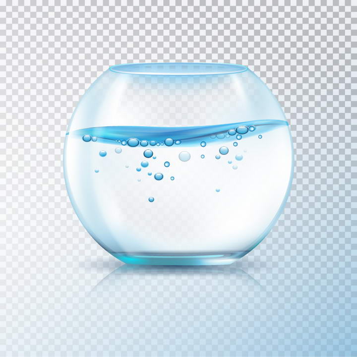 淡蓝色的球形透明玻璃鱼缸图片免抠素材