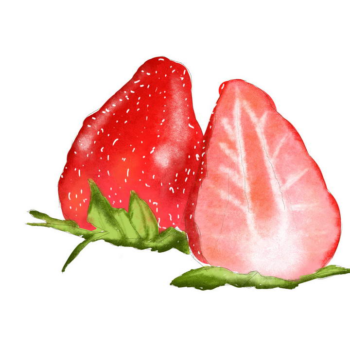 鲜红的手绘涂鸦风格草莓水果图片免抠素材
