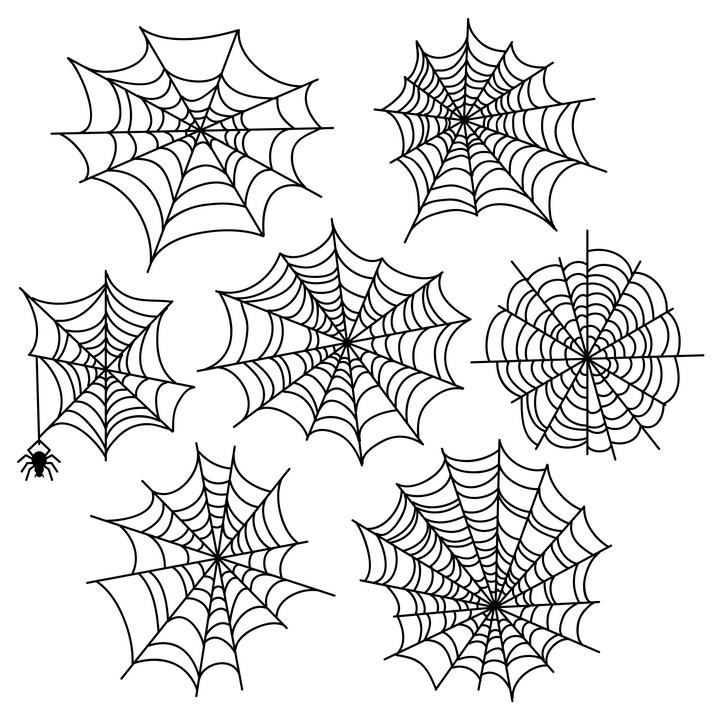 7种不同形状的蜘蛛网图片免抠素材
