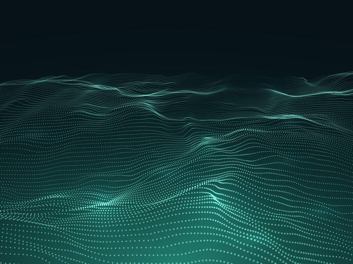 绿色粒子组成的线条波浪图片素材