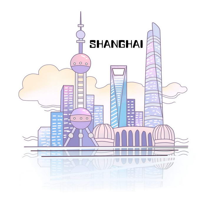 上海地标图画图片