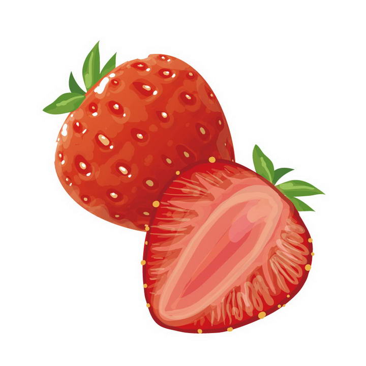 草莓切片手绘图片