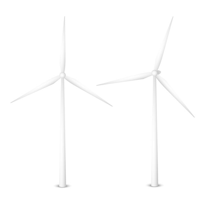 两款白色的风力发电机绿色能源图片免抠素材