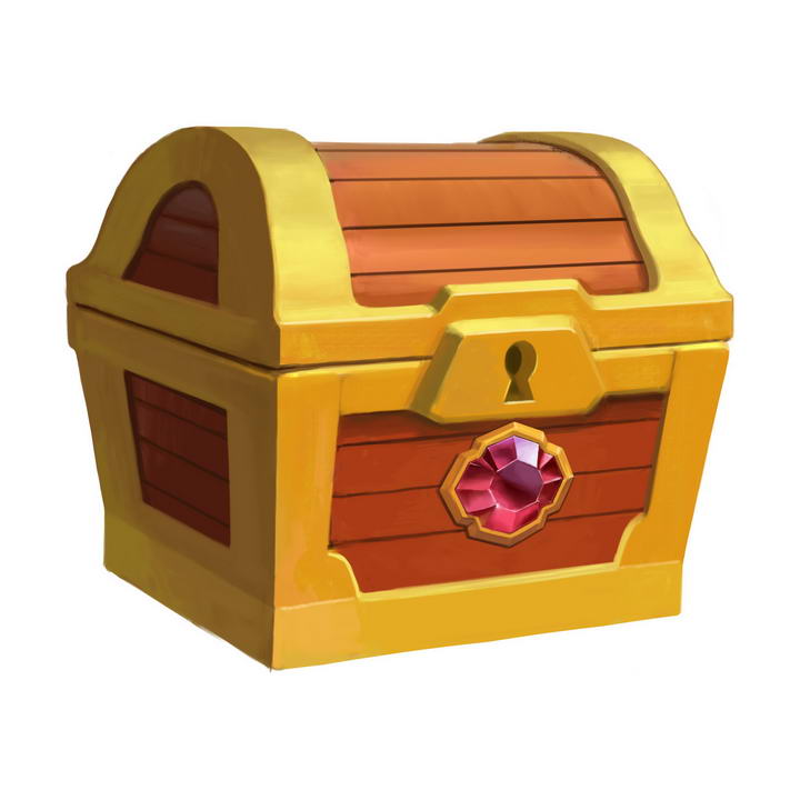 游戏中镶着宝石的宝物箱图片免抠素材 设计盒子