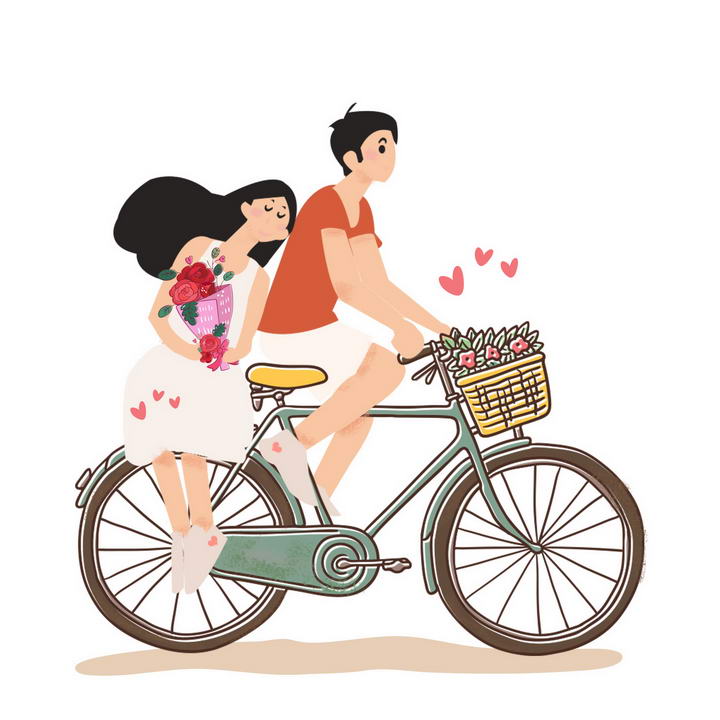 情侣骑单车的卡通头像图片