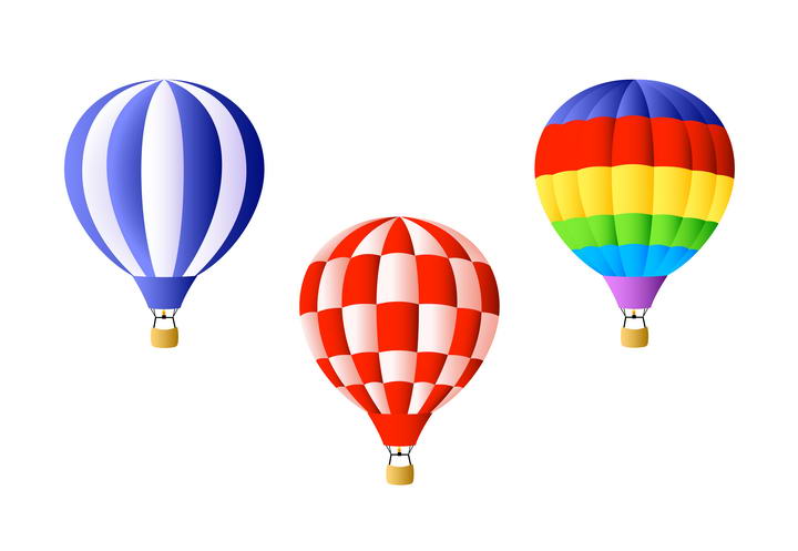 三款彩色条纹格子热气球图片免抠素材