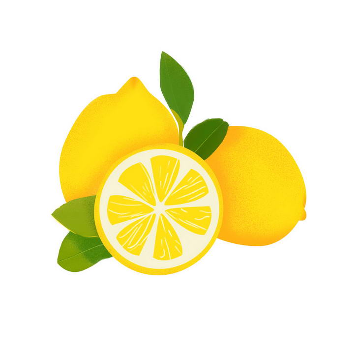 手绘风格切开的黄柠檬水果图片免抠素材