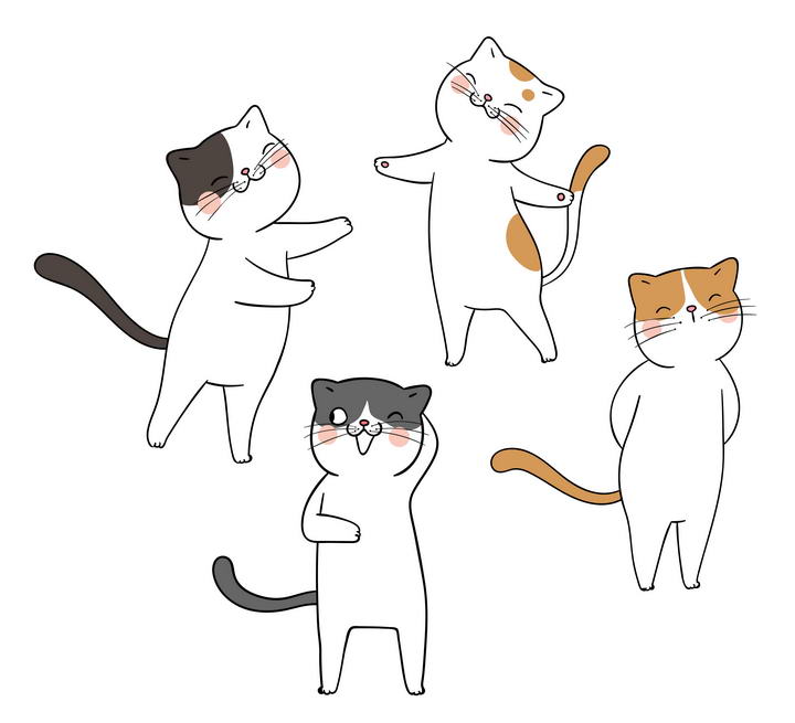 猫咪站立姿势图片免抠素材材质贴图ui设计表情包简笔画插画更多样机