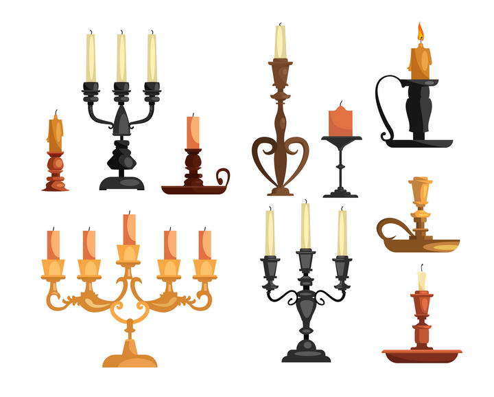 10款欧式风格的蜡烛台图片免抠素材