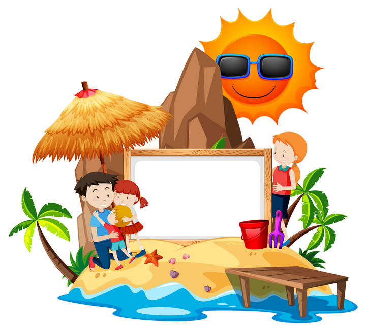热带海岛游沙滩玩沙子文本框相框旅游图片免抠素材