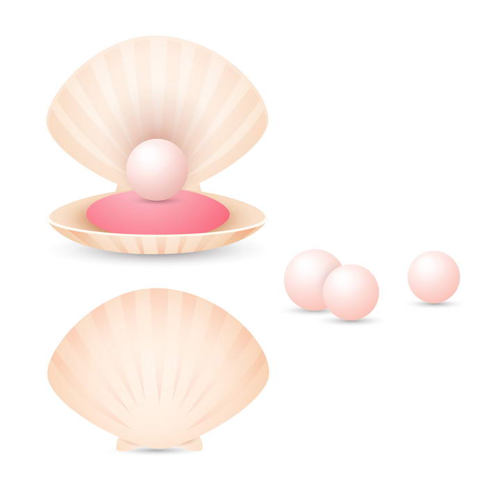 粉色的贝壳珠母贝中的珍珠图片免抠素材