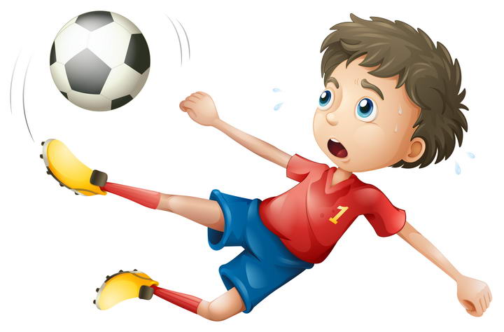 卡通正在踢足球的小男孩儿童节图片免抠素材
