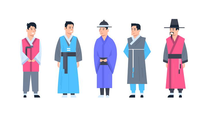 5款朝鲜族韩国男性民族服饰图片免抠素材