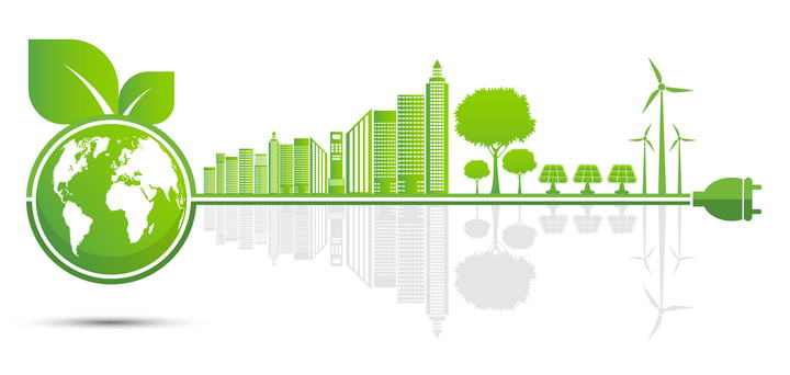 绿色能源绿色地球环保城市剪影图片免抠素材