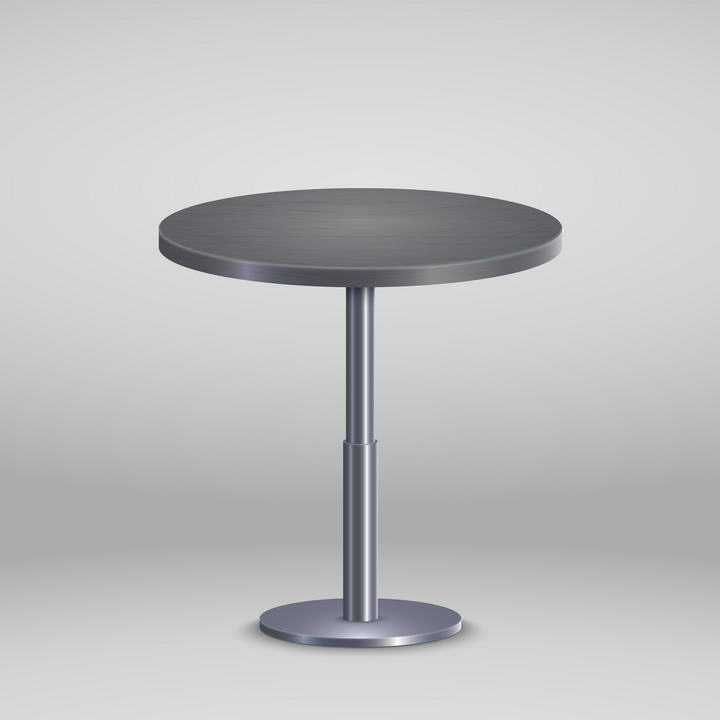 金属灰色的圆桌桌子免抠矢量图片素材