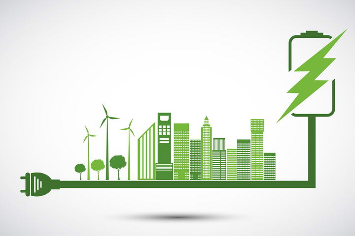 创意绿色能源发电城市剪影图片免抠素材