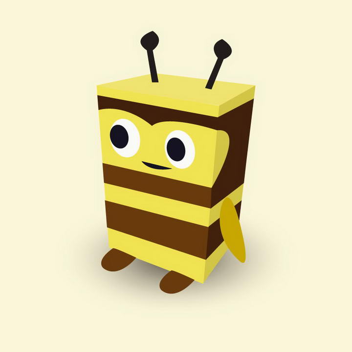 可爱卡通立方体小蜜蜂免抠矢量图片素材