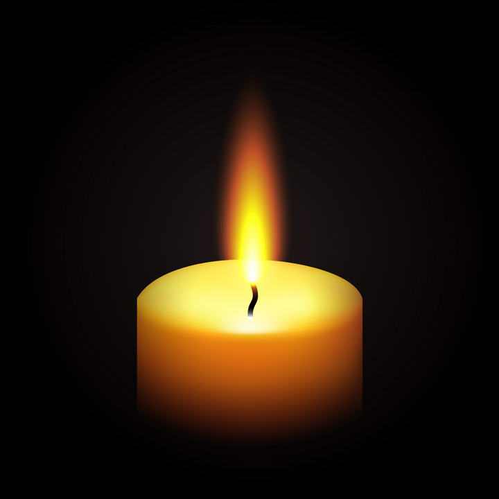 黑暗中正在燃烧火焰的短蜡烛免抠矢量图片素材