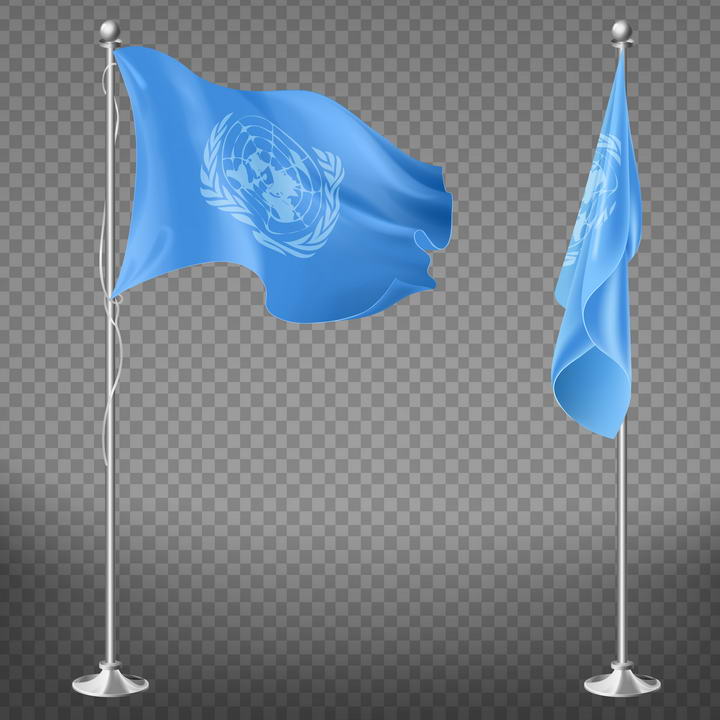2款飘扬的联合国旗帜图片免抠素材