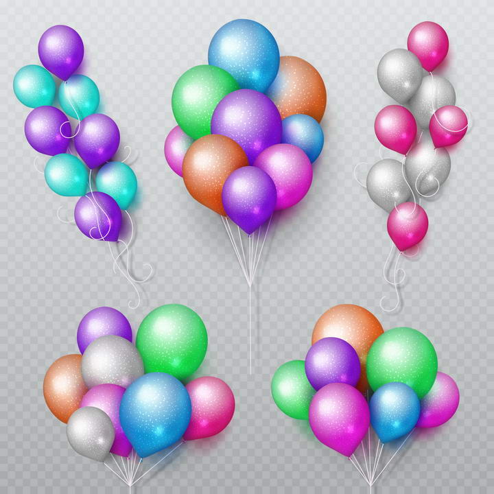 5款逼真的彩色斑点装饰气球免抠矢量图片素材