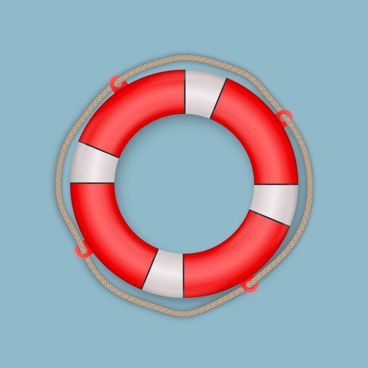 游轮上的红白相间的救生圈游泳圈免抠矢量图片素材