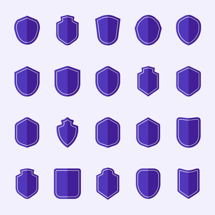 20款紫色盾牌图标图片免抠素材