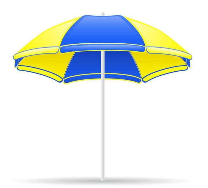 黄色蓝色相间的沙滩旅游遮阳伞沙滩伞图片免抠素材