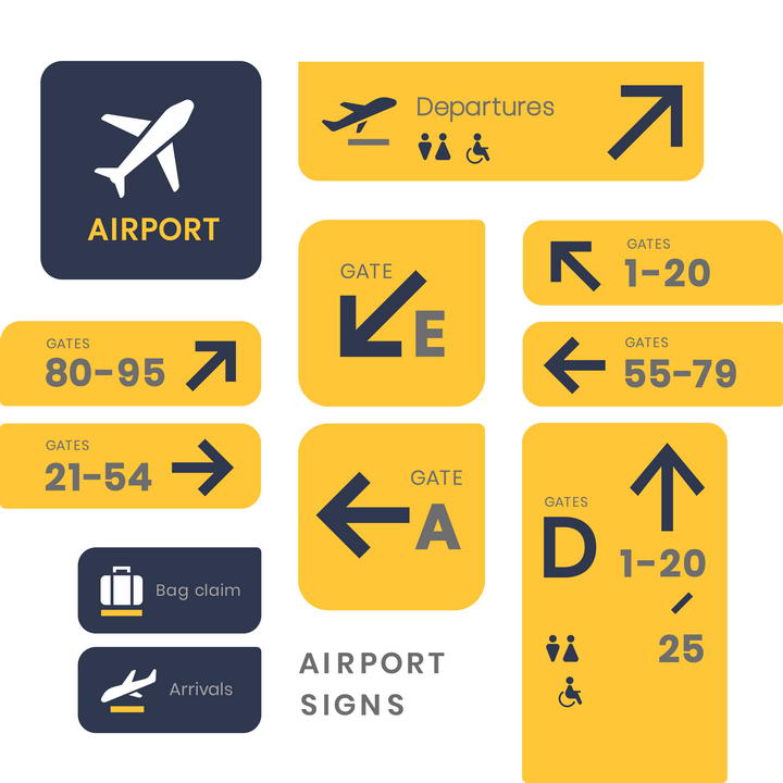 黄色机场指示标志图片免抠素材