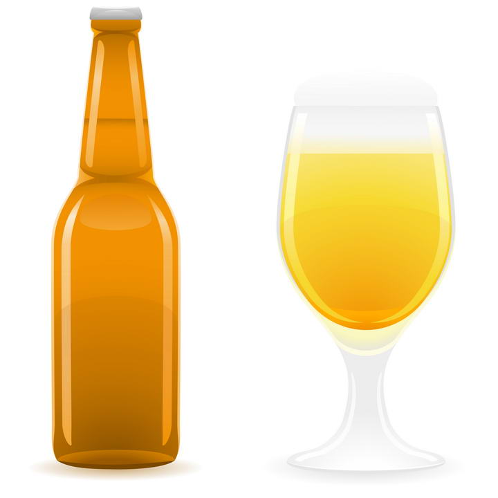 褐色啤酒瓶和葡萄酒杯啤酒杯图片免抠素材
