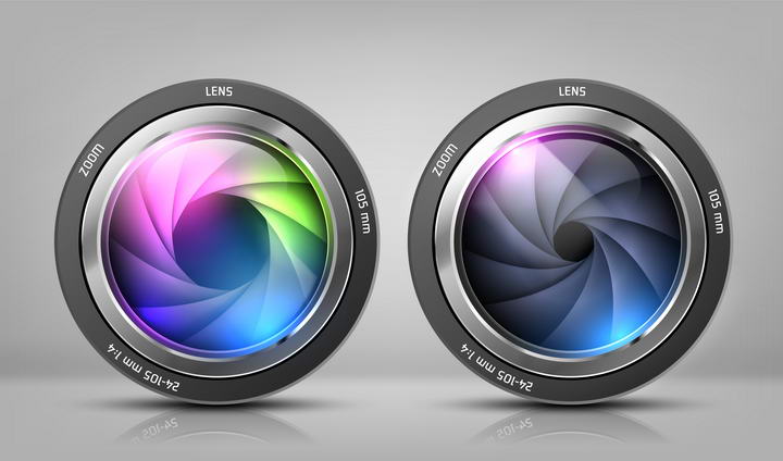 两款彩色照相机镜头图片免抠素材