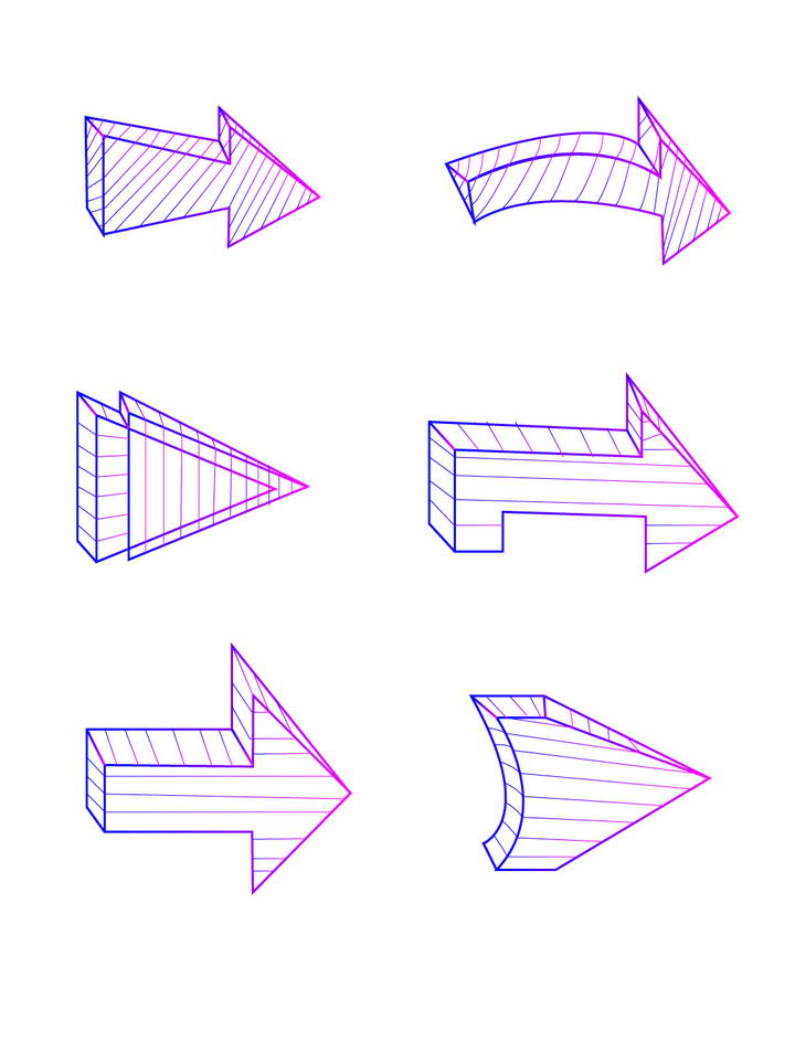 6款紫色线条立体箭头图案图片免抠素材