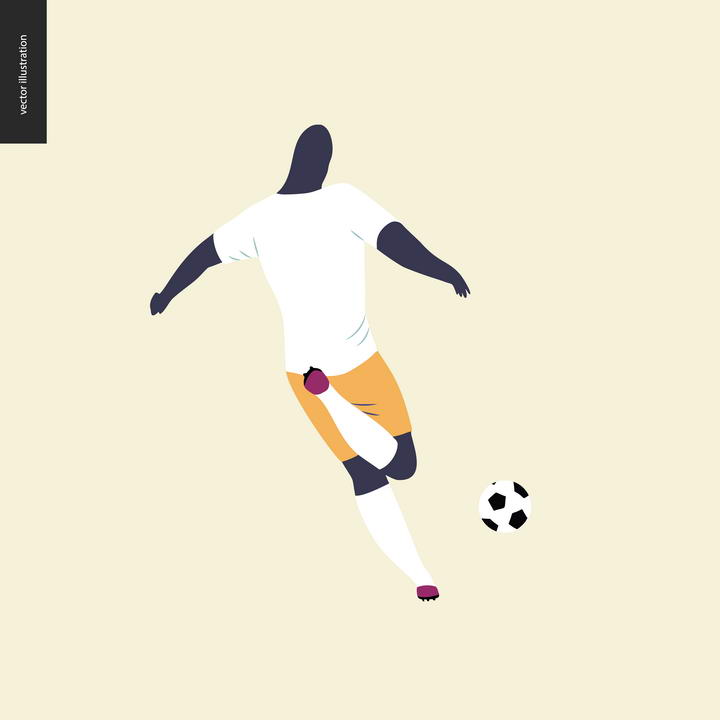 卡通插画风格正在踢球的足球运动员免扣图片素材