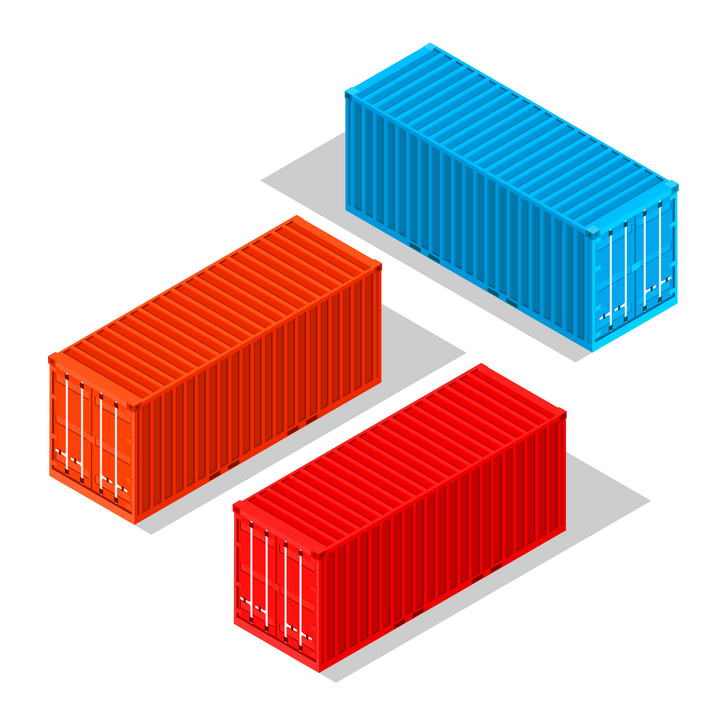 红色和蓝色的集装箱货运物流免扣图片素材
