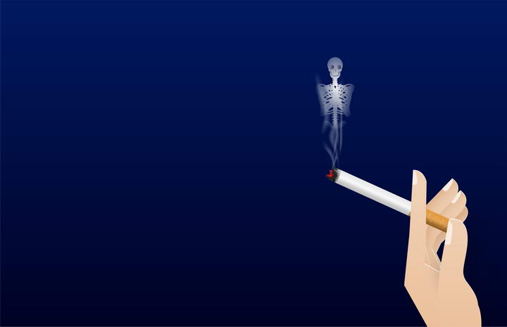 创意抽烟香烟的骷髅形状的烟雾禁止吸烟图片免抠素材