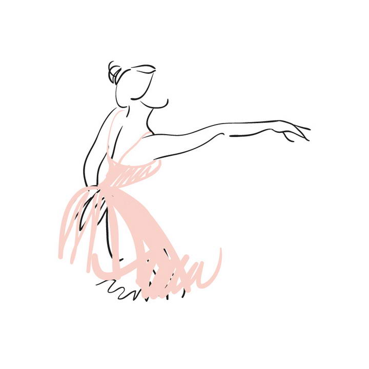 手绘涂鸦线条风格粉色芭蕾舞上半身展示效果免抠矢量图片素材
