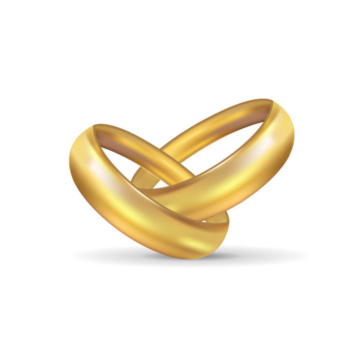 两颗纠缠在一起的黄金戒指结婚戒指免抠矢量图片素材