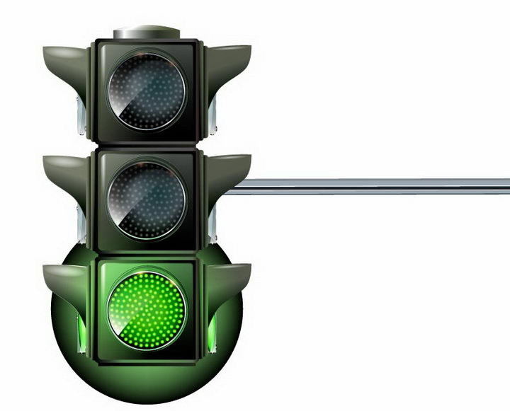 绿灯亮的红绿灯交通信号灯免抠png图片矢量图素材