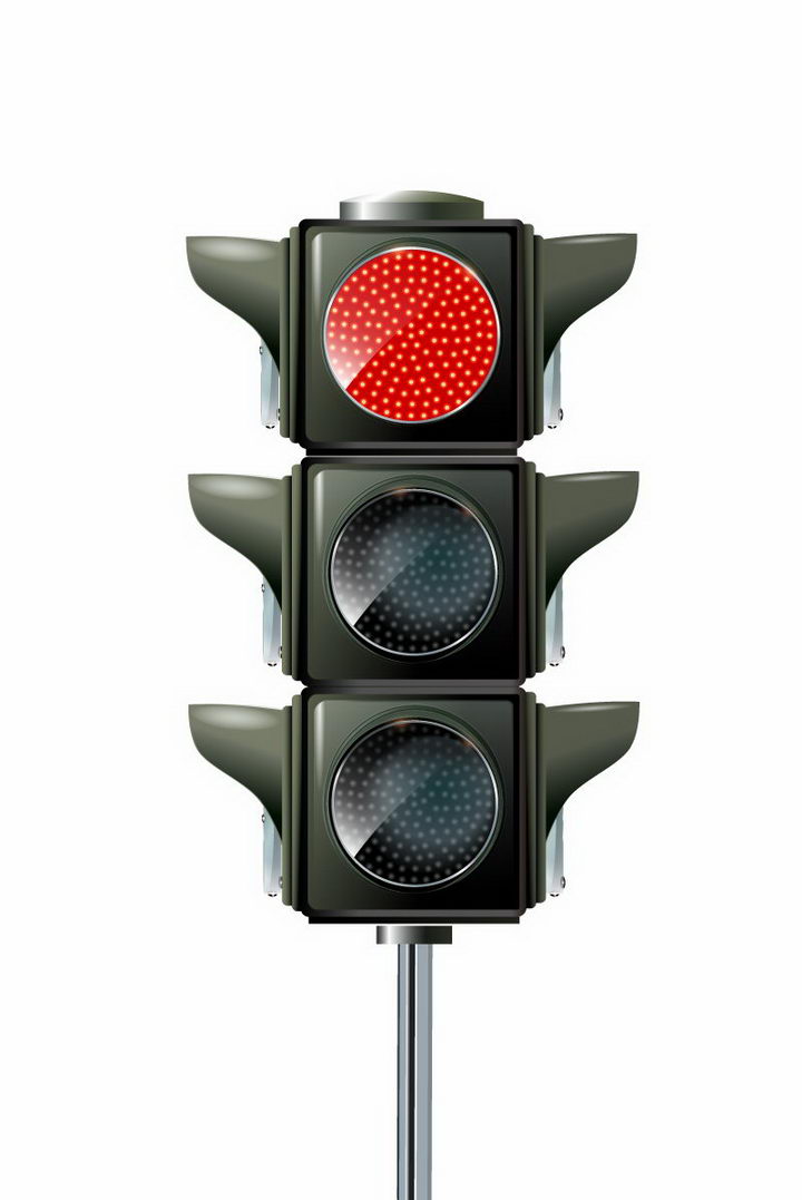 竖杆状红灯亮的红绿灯交通信号灯免抠png图片矢量图素材