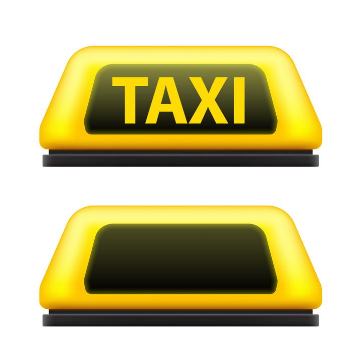 黄色出租车顶灯TAXI灯图片免抠矢量图