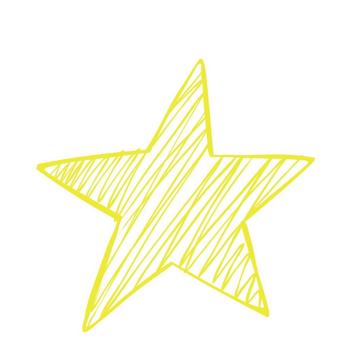 手绘涂鸦风格黄色线条五角星图案免抠矢量图片素材 设计盒子